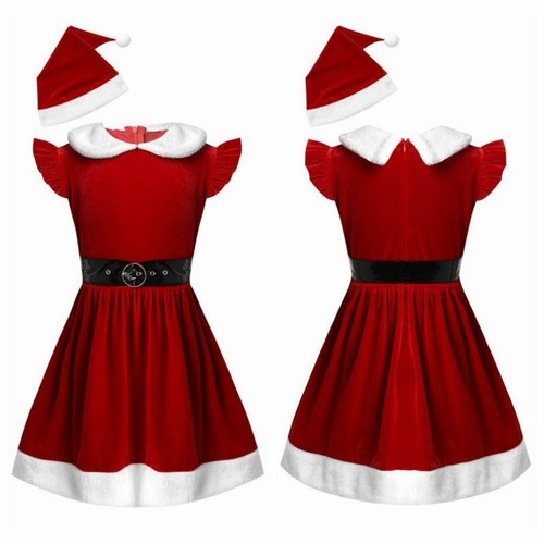 Niños Niñas Vestido Tutú de princesa de disfraz de navidad Santa + Sombrero  Conjunto para Juegos con disfraces Fiesta | eBay