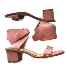 Anthropologie M4D3 Heeled Sandals Pink Ankle Strap Leather 9M Women's