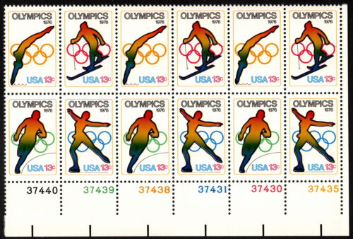 États-Unis - 1976 - Bloc de plaque d'émission des Jeux olympiques 13 cents #1695 - # 1698 # 1698a comme neuf neuf dans son emballage extérieur - Photo 1/1