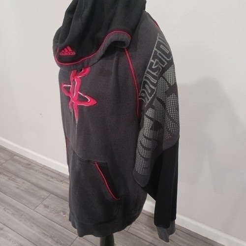 HOUSTON ROCKETS Adidas Hoodie Men’s Black W/Red Logo Pull Over Sweatshirt Size S - Picture 5 of 16