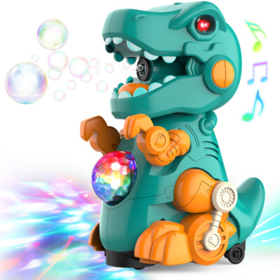 Dinosaur Bubble Machine for Kids, Automatic Bubble Maker Blower Toy with Light