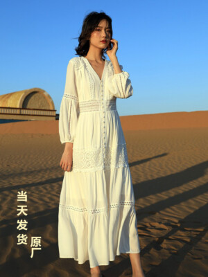Elegant Linen Long Sleeve Long Dresses For Women Summer Buy RAREISM V-Neck  Flared A-Line