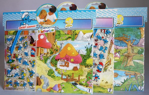 3X RARE VINTAGE 1985 SMURFS PRESSERS PANORAMA EL GRECO PEYO STICKERS NEW SEALED! - Picture 12 of 12