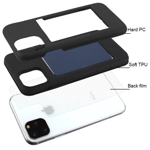 For Motorola Moto E Wallet Case 3 Cards Holder Rubber Protective Hybrid Cover - Image 4 of 4