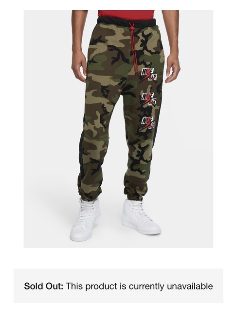 Men's Camo Fleece Pants Jordan Jumpman Classics CU2062-222 SZ Small | eBay