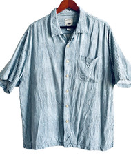 ORIGINAL ISLAND SPORT Men's XL Blue Striped Short Sleeve Button Down Shirt