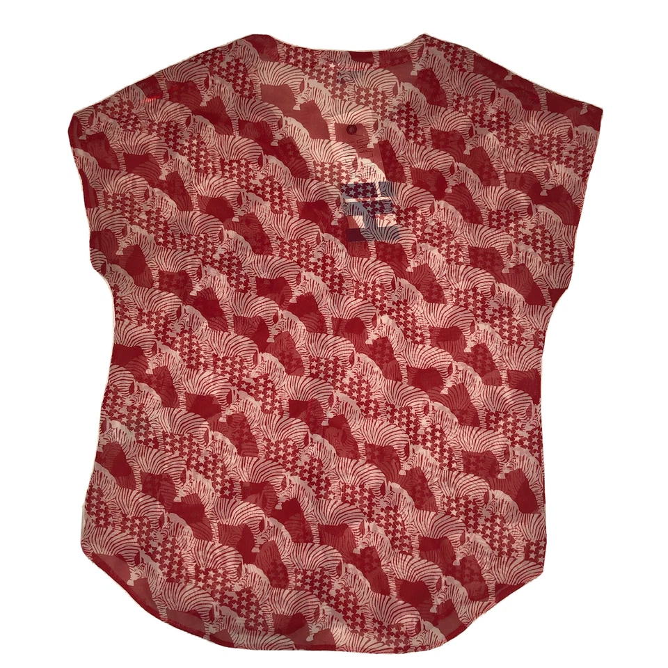 H! by Henry Holland Red Zebra Print Chiffon Blouse UK 10 *bnwt* vtg y2k - Image 3 of 4