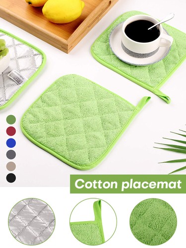Cotton Pot Holder Oven 2Pcs Cooking Baking Mitts Non-Slip Heat Resistant Hot Pad - Picture 3 of 24
