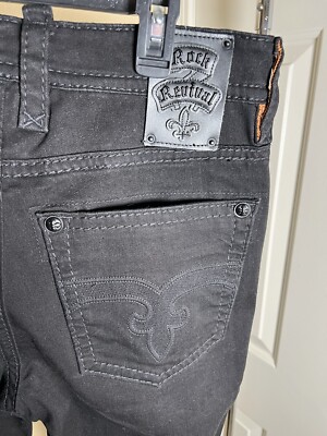 Rock Revival Skinny Straight Leg Denim Jeans - Black - Men's Size 32x32