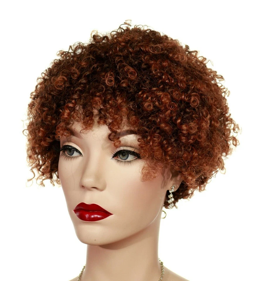 Peluca rizada keona 100 % cabello humano de color sepia T1B.30 -ÚLTIMA - EXHIBICIÓN Foto 4 de 4