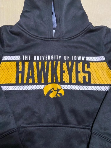 Iowa Hawkeyes Rivalry Hoodie Kids Size Small Sweatshirt Pullover Black Pockets - Picture 3 of 11