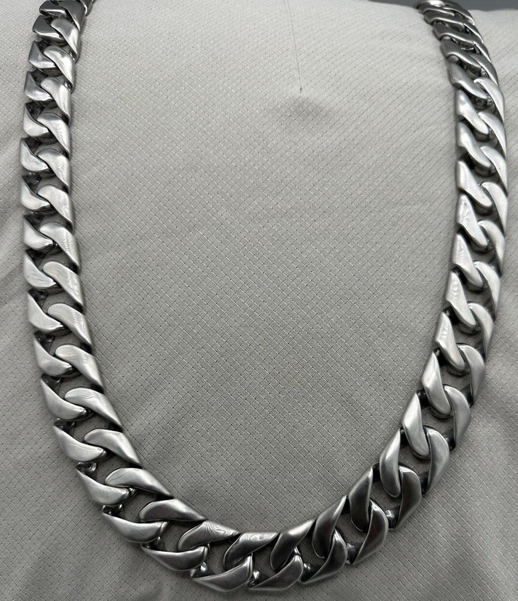 Sanity Jewelry Bagger Necklace Brushed 3/4” Wide Easy Biker