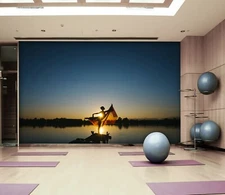 3D Sunset Yoga G7751 Wallpaper Wall Murals Removable Self-adhesive Honey
