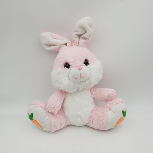 Peluche KellyToy 2019 rosa morbido peluche coniglietto seduto carota Pasqua vintage - Foto 1 di 13