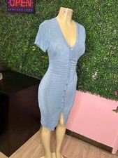 Sexy button down slit hem dress
