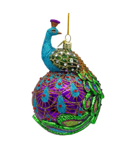 Realistic Cute Multicolor Peacock Glass Ball Decorative Ornament - Picture 3 of 7