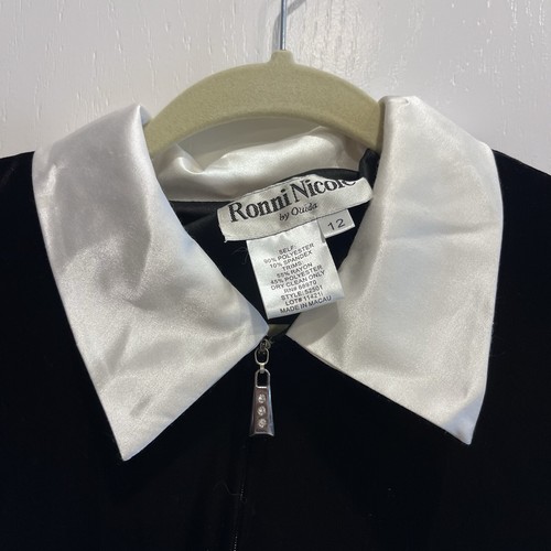Vintage Ronni Nicole Crushed Black Velvet Wednesday Adams Goth Dress Size 12 - Picture 6 of 8