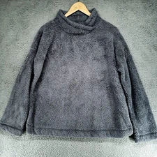 Jane and Bleecker Cozy Sherpa Pullover Womens M Gray High Neck  Lounge Top
