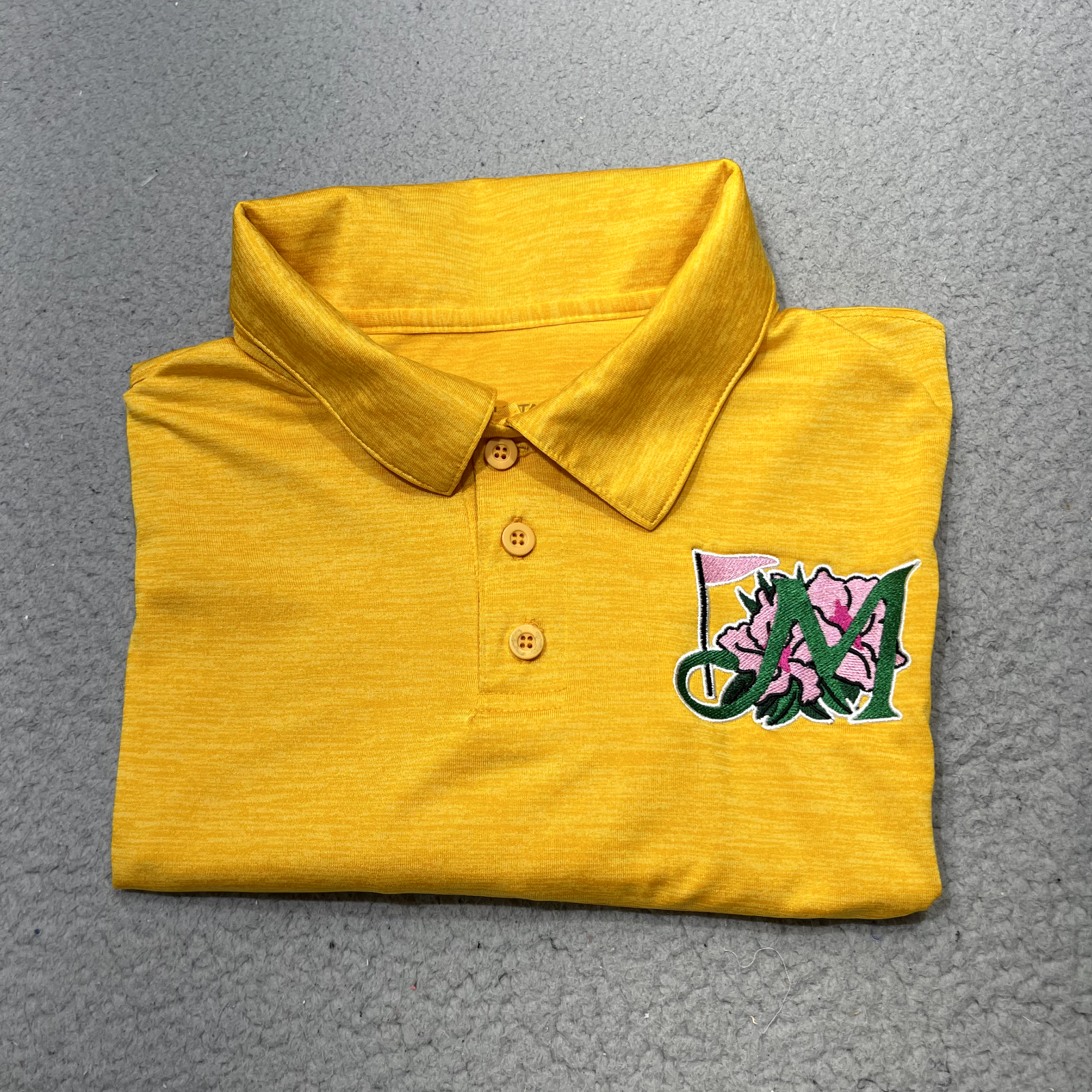 Masters Golf Polo Shirt Mens Medium Yellow Magnolia Augusta National Sportswear-image