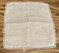 Vintage Handkerchief White Tatted Edges Lot of 3 Delicate Hanky