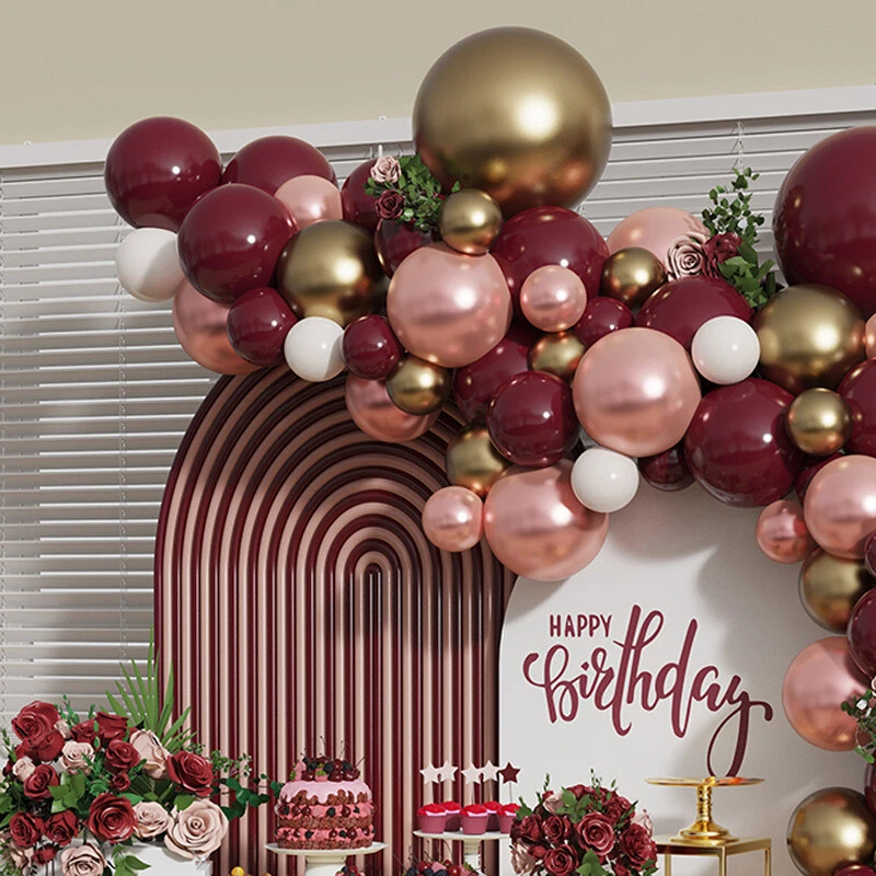 135 X Retro Burgundy Gold Balloons Garland Arch Kit Birthday Wedding Party Decor - image 3 of 4