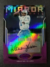 Warren Moon 2017 CERTIFIED MIRROR SIGNATURE AUTO PURPLE #D 07/10 HOUSTON OILERS!