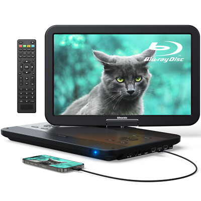 17.6'' Portable Blu ray DVD Player 15.6'' Screen Rechargeable Battery HDMI USB SD