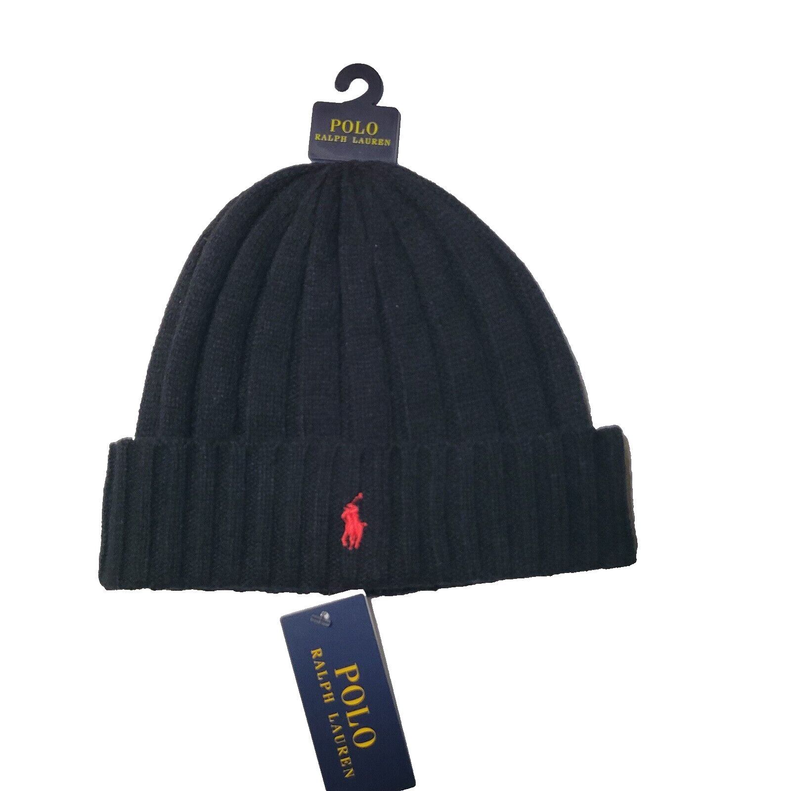 Ralph Lauren Beanie pony nero rosso nuovo con etichetta A2