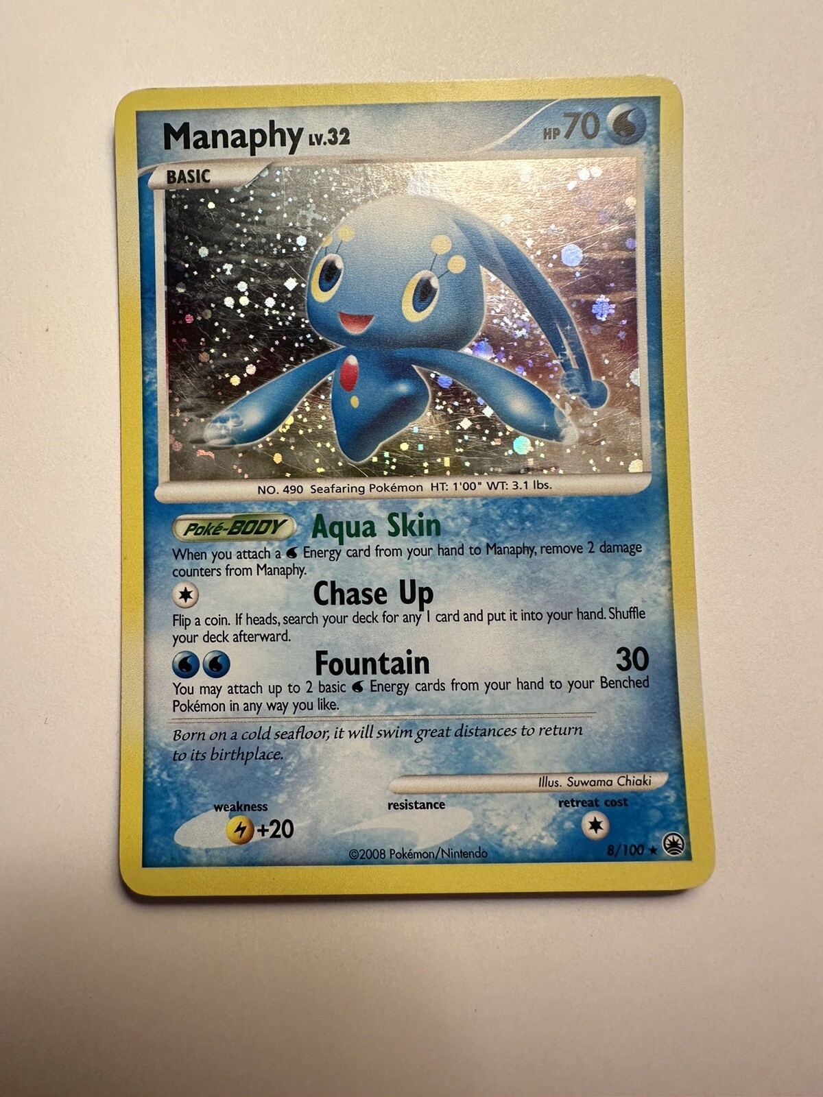 2008 Manaphy - 8/100 - Holo Majestic Dawn Pokemon - Rare LP 12Y