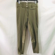 Goode Rider Equestrian Breeches Olive Green Full Seat Riding Pants Size 28R