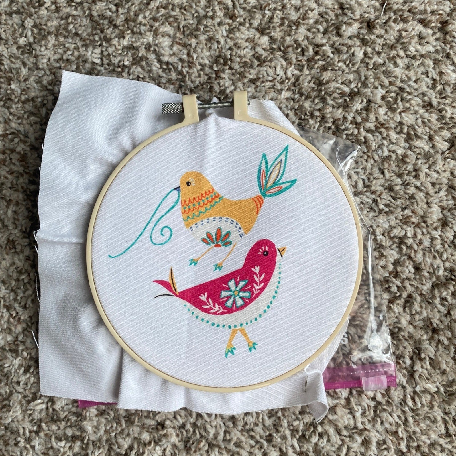 Punch Needle Kit Printed Bird Design