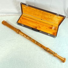 ZEN-ON 5500B Wooden Bass Recorder Cherry Wood Used with Case Vintage