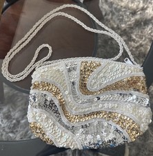 Vtg Y2K Beaded Sequin Clutch Evening Bag/Purse Glam Cocktail
