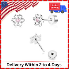 Toddler Earrings for Girls Push-In Titanium Hypoallergenic Threadless Flat Back
