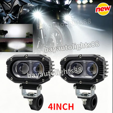 2x 4 Led Motorcycle Spot Lights Headlight Driving Fog Auxiliary Lamp White
