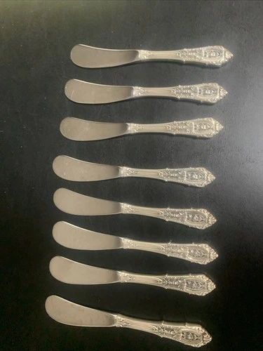 Wallace Rose Point Sterling Silver 8 Individual Butter Knives