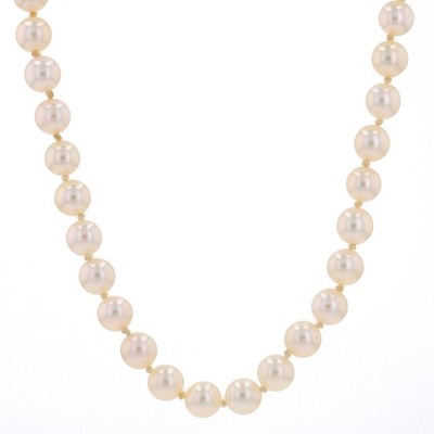 Gelbgold Zuchtperlen geknotet Strang Halskette 32 3/4'' - 14k