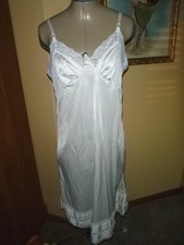 Adonna White Nylon Full Slip Lingerie Chemise Nightie Trim to Length Size 36