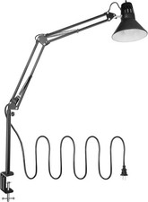 Extra Tall Metal Swing Arm Desk Lamp Clamp Flexible Gooseneck w/A19 E26 LED Bulb