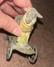 Rare Vintage Antique Lamb American Tin Platform Pull Toy Sheep Rare See Wheel