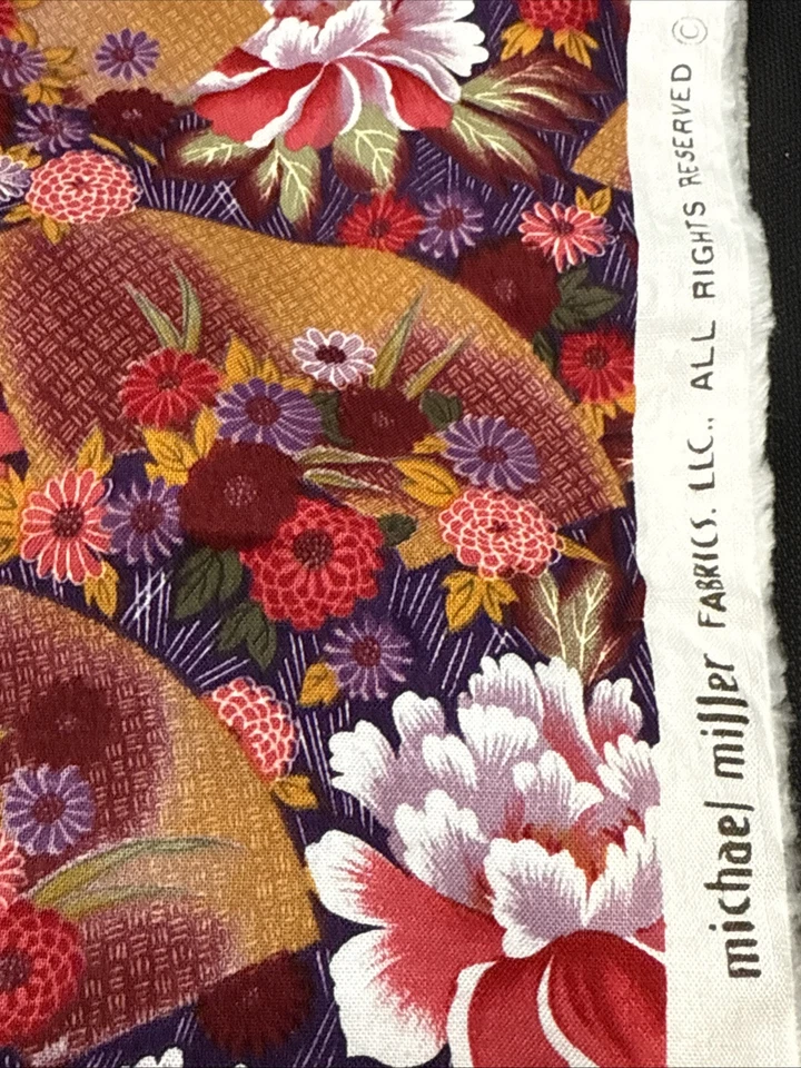 Cotton C0062 Fans Pattern Quilt Sew Fabric MICHAEL MILLER 5+ Yds - Image 2 of 4