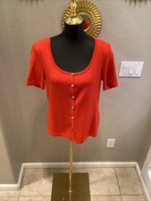 St John. Collection Knit Auburn Color Short Sleeve Top Size 8