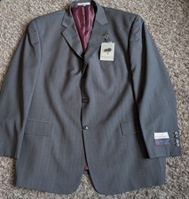 NWT Franco Valentino 100 Wool Charcoal Striped 3-Button Suit Jacket 48R