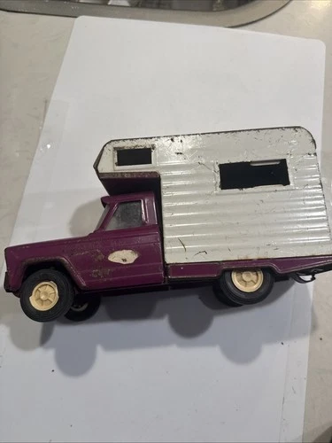 Vintage 1960's Tonka Jeep Camper Purple Pressed Steel Truck and Camper Well Used