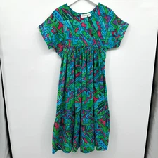 Vintage Go Softly House Dress Kaftan Lounge Medium Coastal Resort Island Cruise