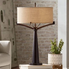 Tremont Industrial Table Lamp 31 1/2" Tall Bronze with USB Dimmer Cord
