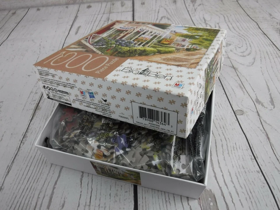 Rompecabezas Big Ben Cubierto Porche 1000 Piezas Rojo Blanco Azul Flores 100% Completo Foto 4 de 4