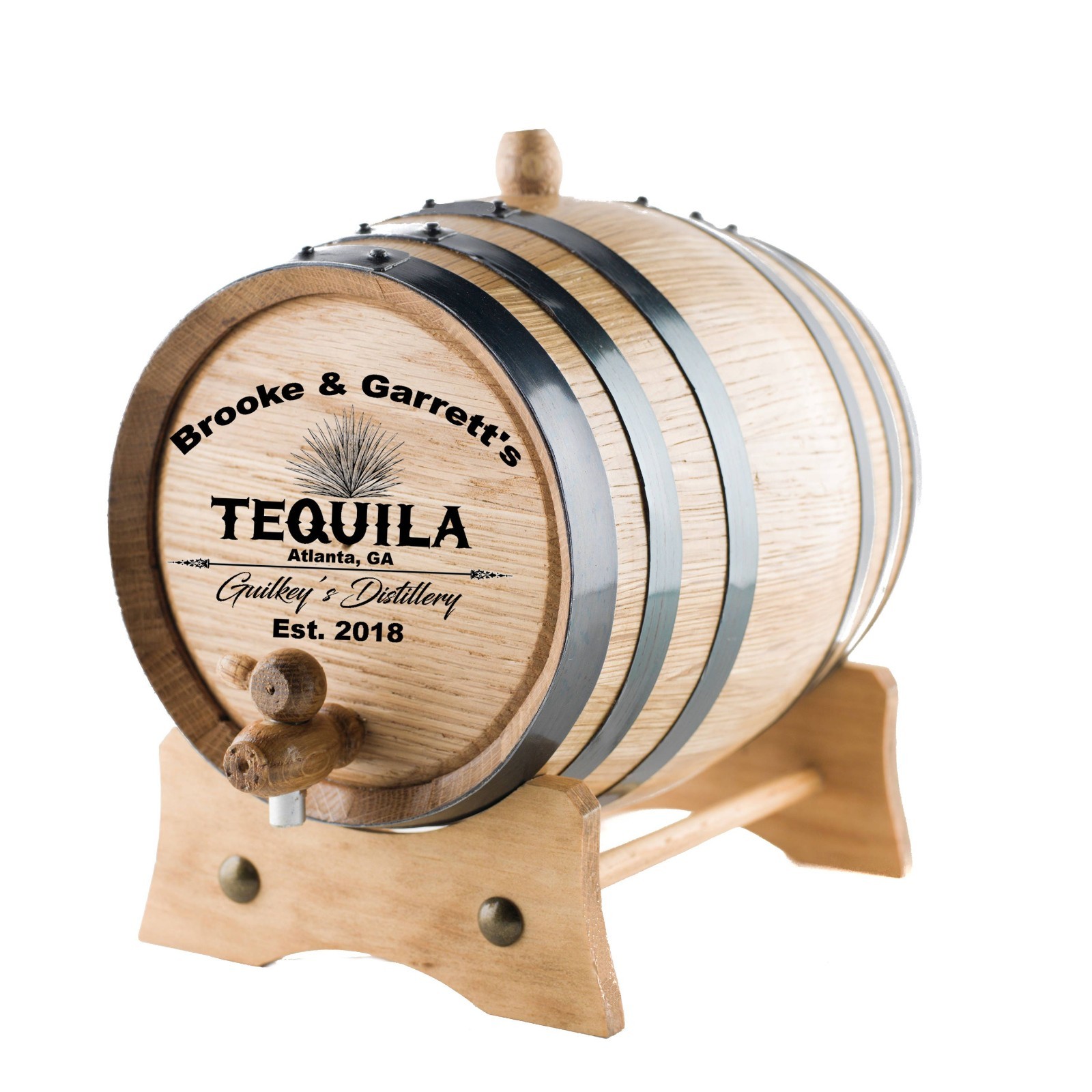 Personalized Oak Tequila Barrel, Custom Engraved Mini Aging Barrel