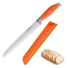 VITUER Bread Knife with Cover, 8 inch Serrated Bread Knife for homemade bread...