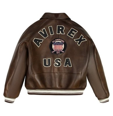 Men s Avirex Brown American Flight Biker Jacket Genuine Lambskin Leather Jacket